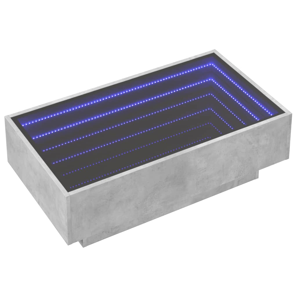 Table basse avec LED gris béton 90x50x30 cm bois d’ingénierie - Tables basses
