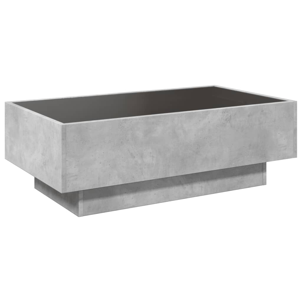 Table basse avec LED gris béton 90x50x30 cm bois d’ingénierie - Tables basses