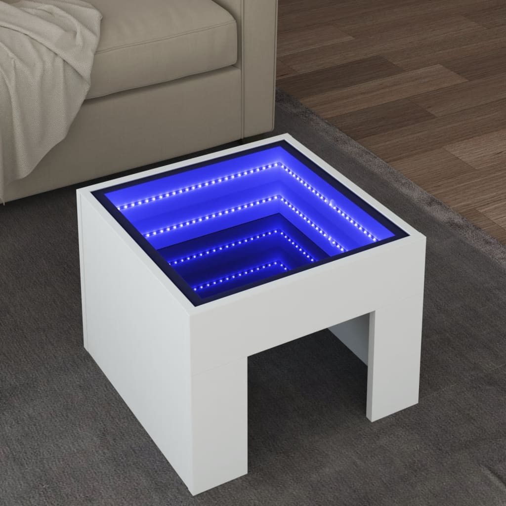 Table basse avec LED infini blanc 40x40x30 cm - Tables basses
