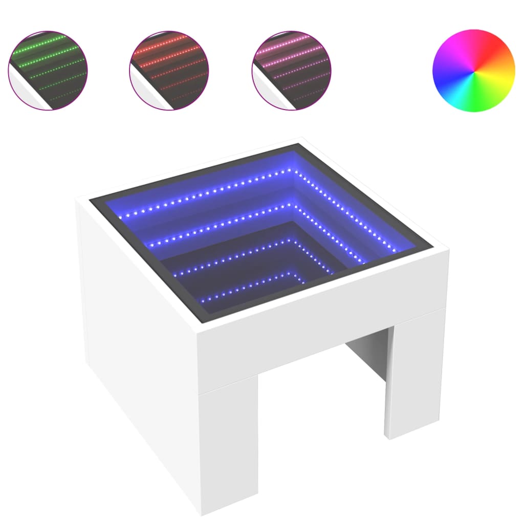 Table basse avec LED infini blanc 40x40x30 cm - Tables basses
