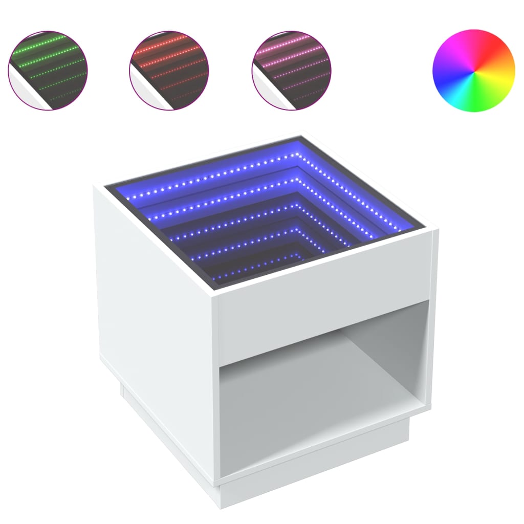 Table basse avec LED infini blanc 50x50x50 cm - Tables basses
