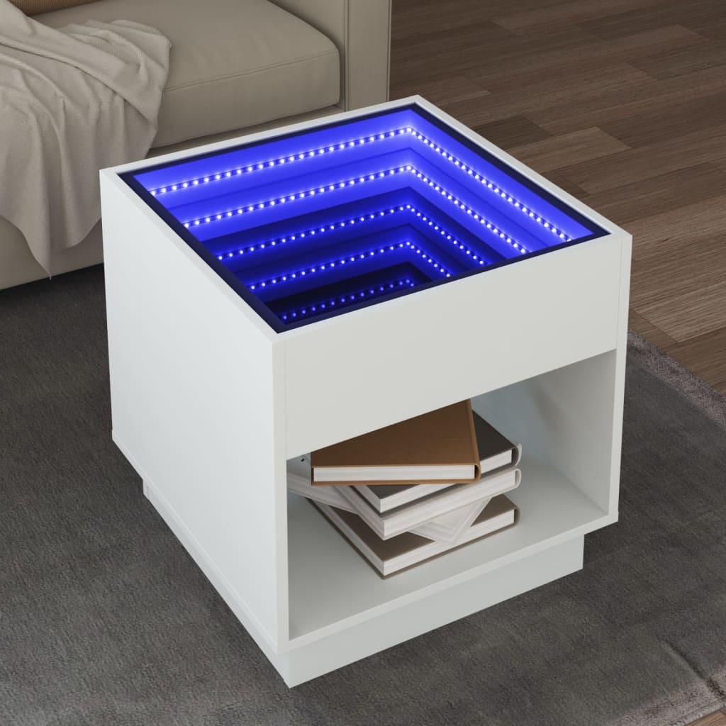 Table basse avec LED infini blanc 50x50x50 cm - Tables basses