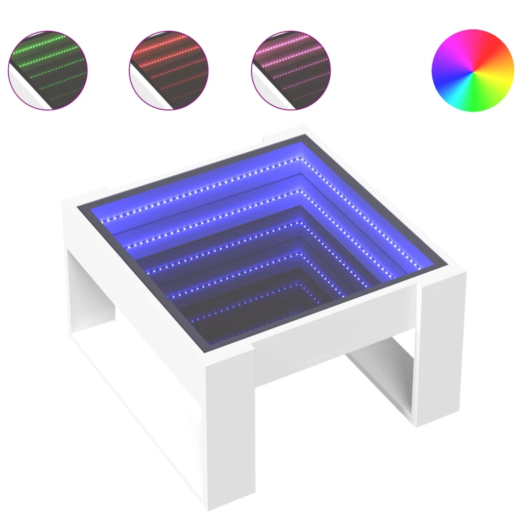 Table basse avec LED infini blanc 50x53x30 cm - Tables basses