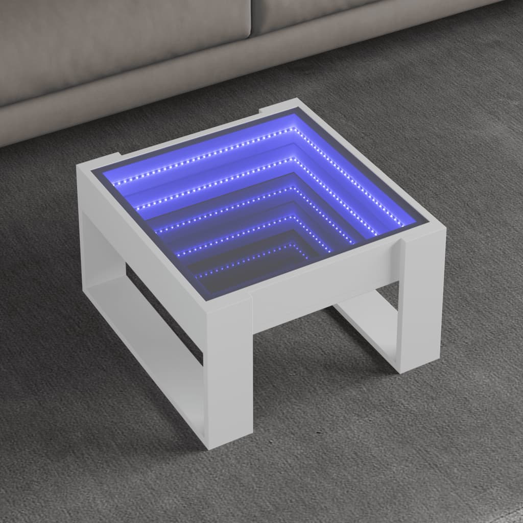Table basse avec LED infini blanc 50x53x30 cm - Tables basses