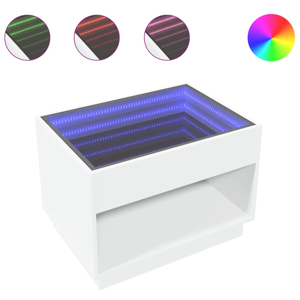 Table basse avec LED infini blanc 70x50x50 cm - Tables basses
