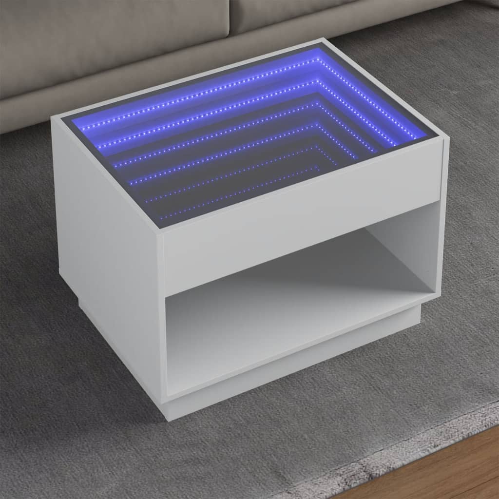 Table basse avec LED infini blanc 70x50x50 cm - Tables basses