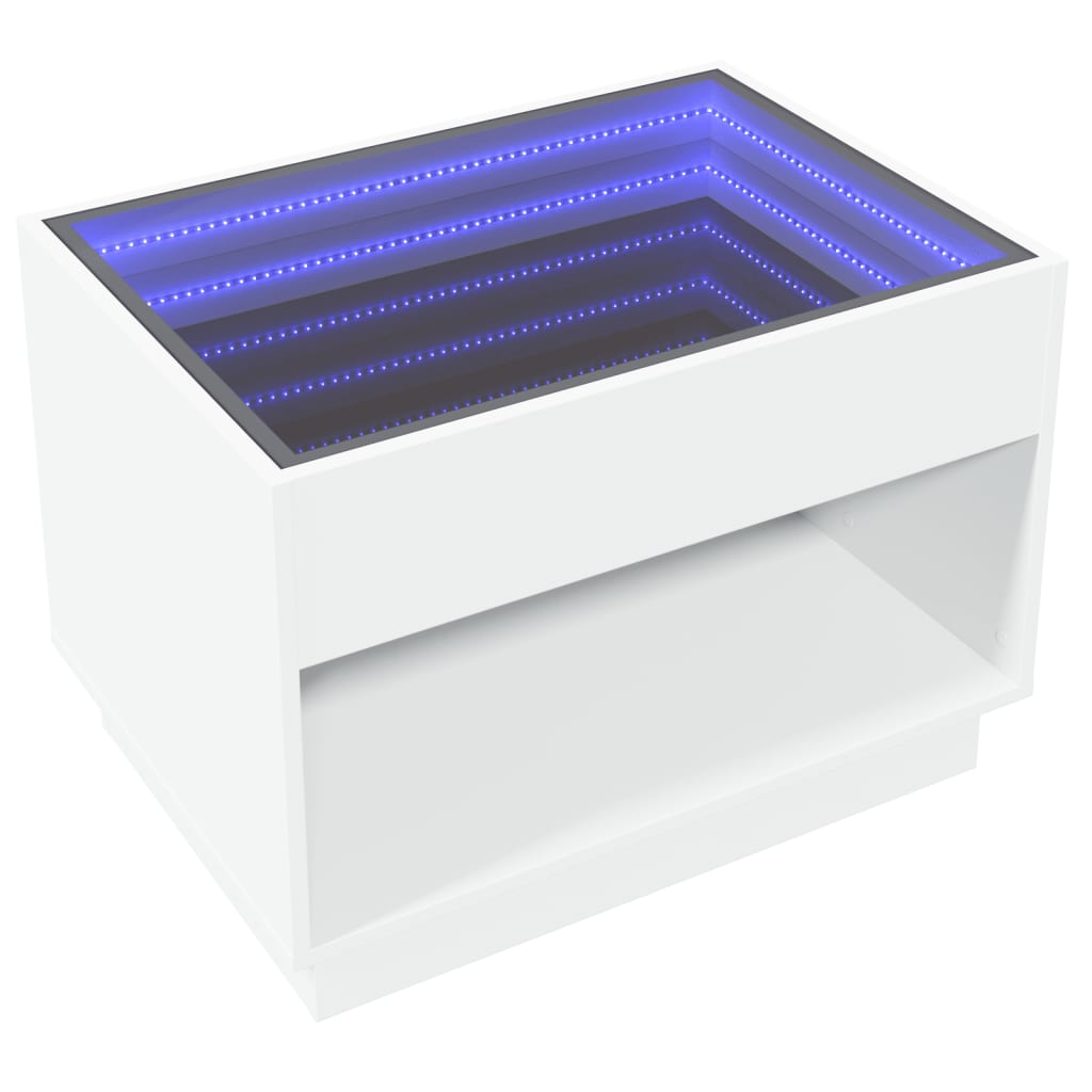 Table basse avec LED infini blanc 70x50x50 cm - Tables basses