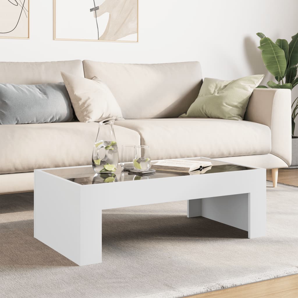 Table basse avec LED infini blanc 90x50x30 cm - Tables basses