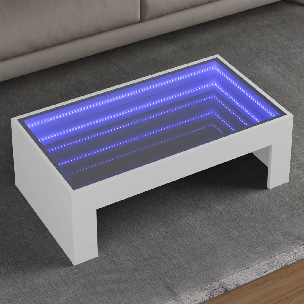 Table basse avec LED infini blanc 90x50x30 cm - Tables basses