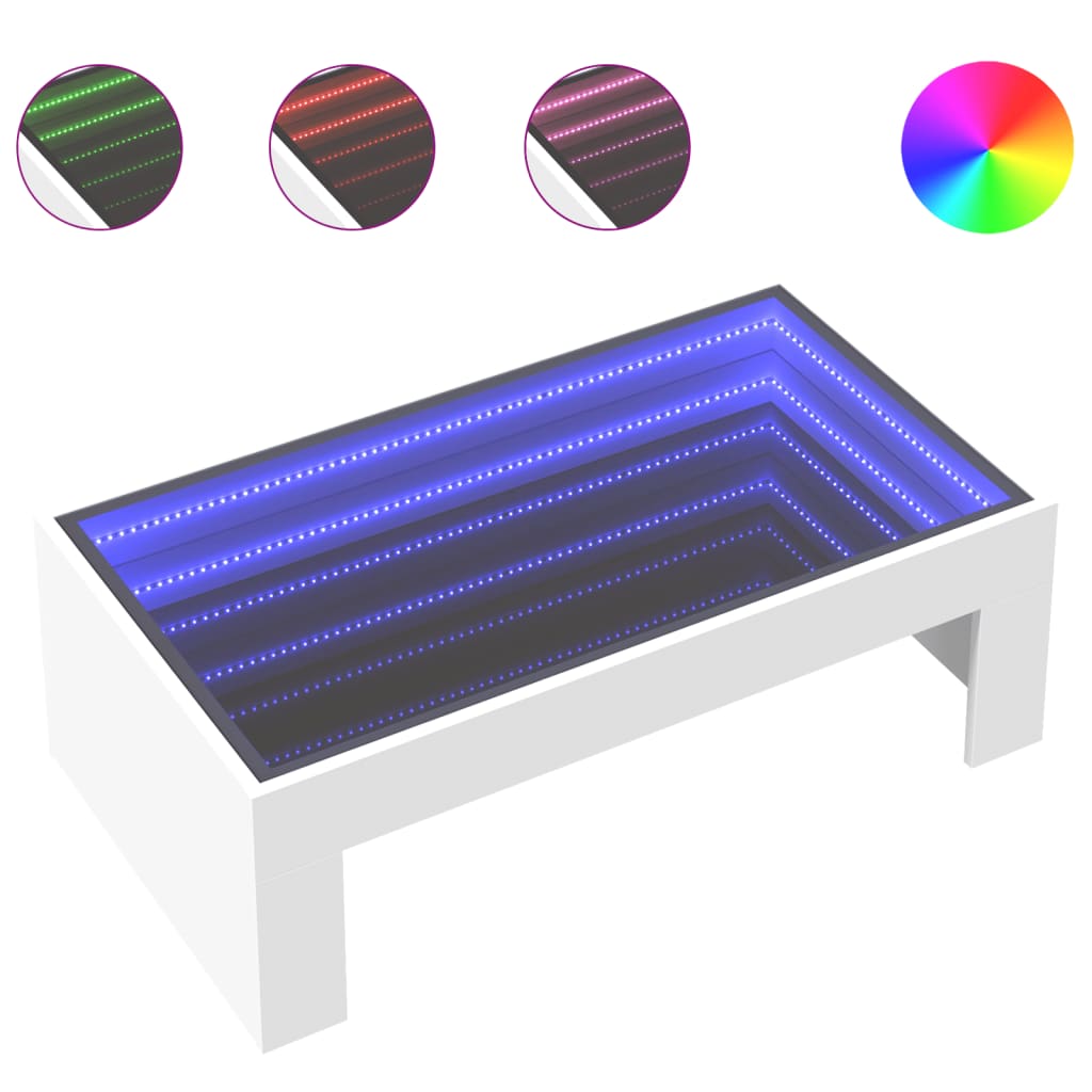 Table basse avec LED infini blanc 90x50x30 cm - Tables basses
