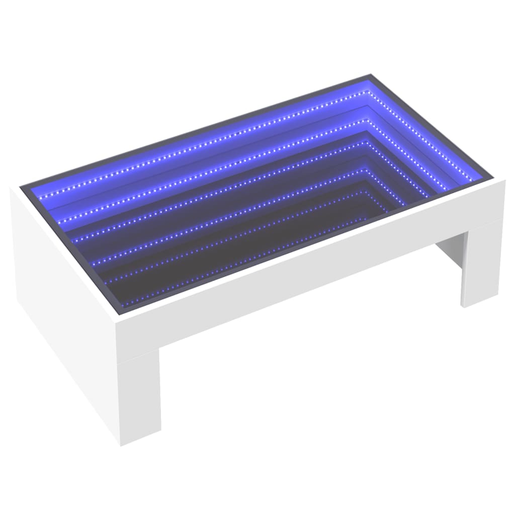 Table basse avec LED infini blanc 90x50x30 cm - Tables basses