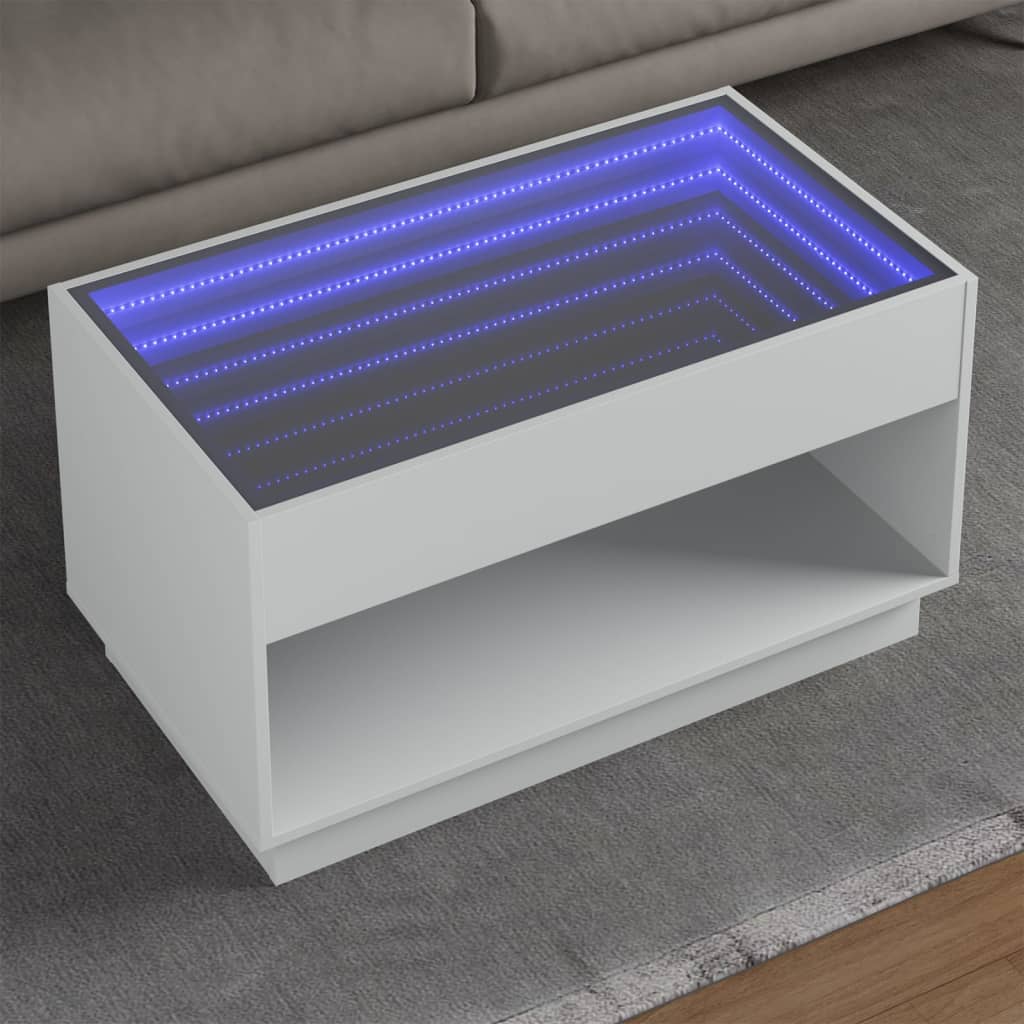 Table basse avec LED infini blanc 90x50x50 cm - Tables basses