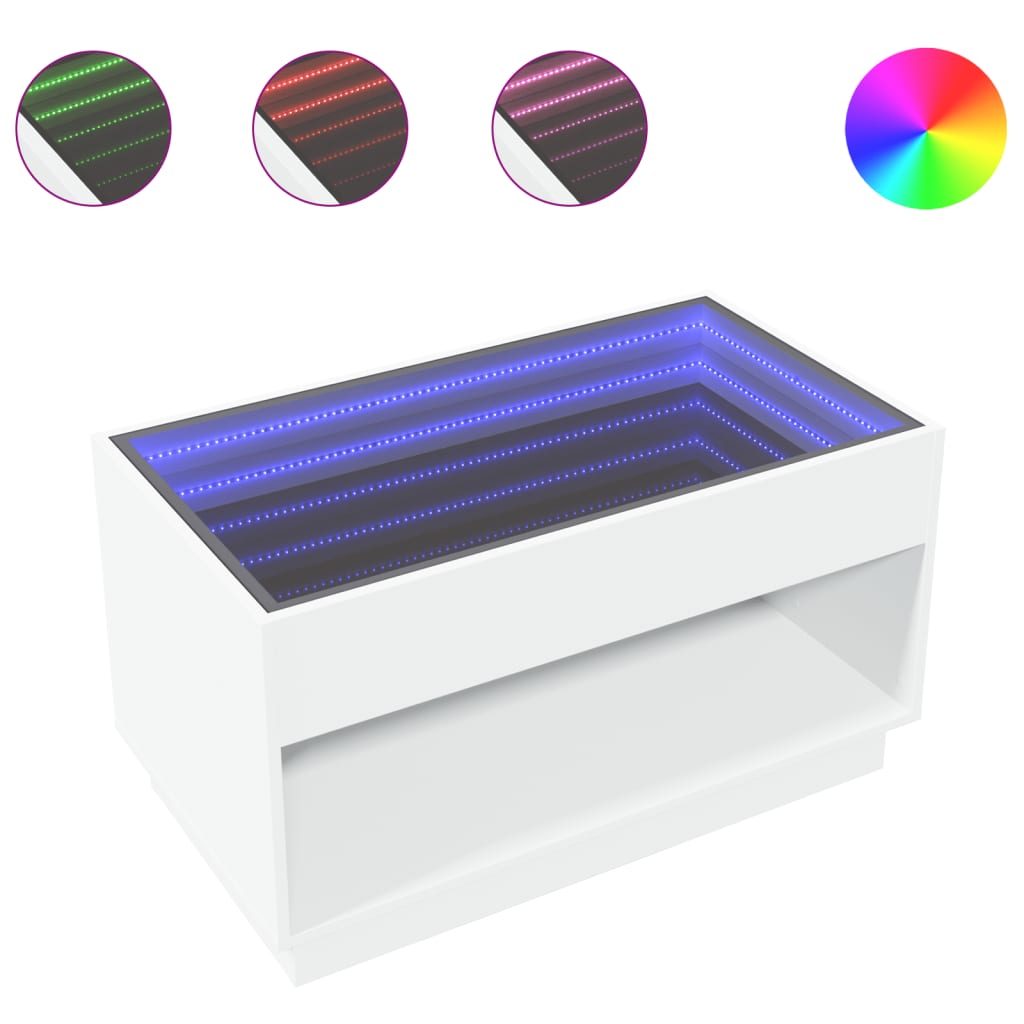 Table basse avec LED infini blanc 90x50x50 cm - Tables basses