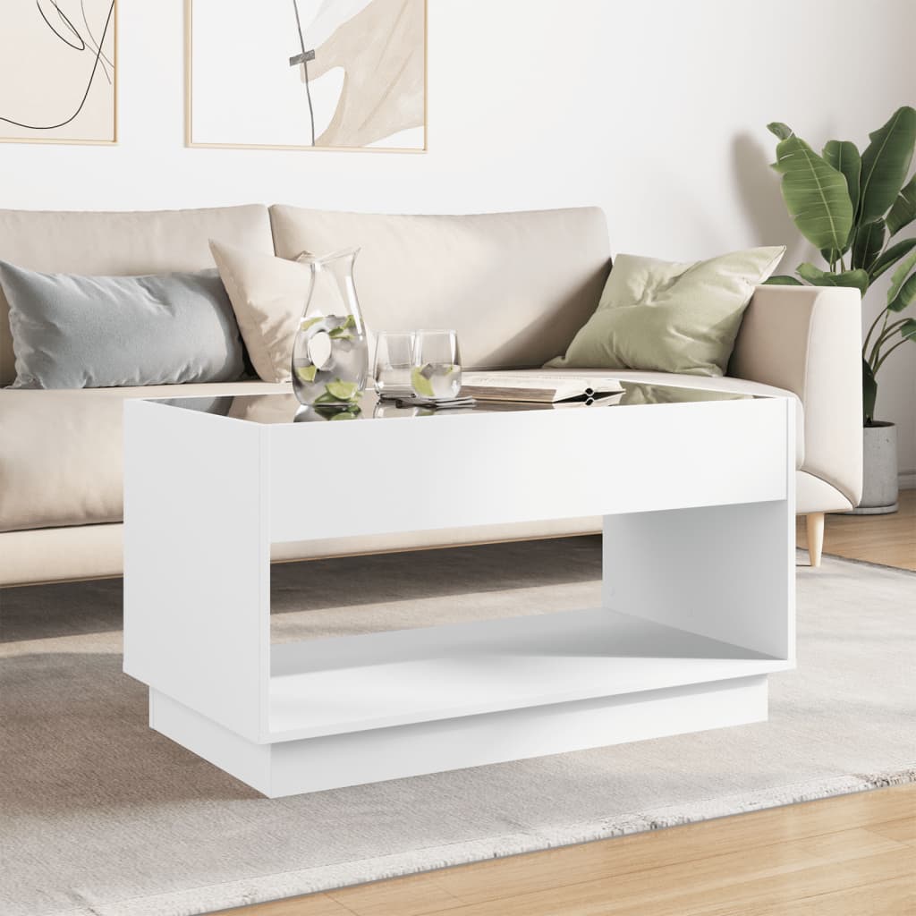 Table basse avec LED infini blanc 90x50x50 cm - Tables basses