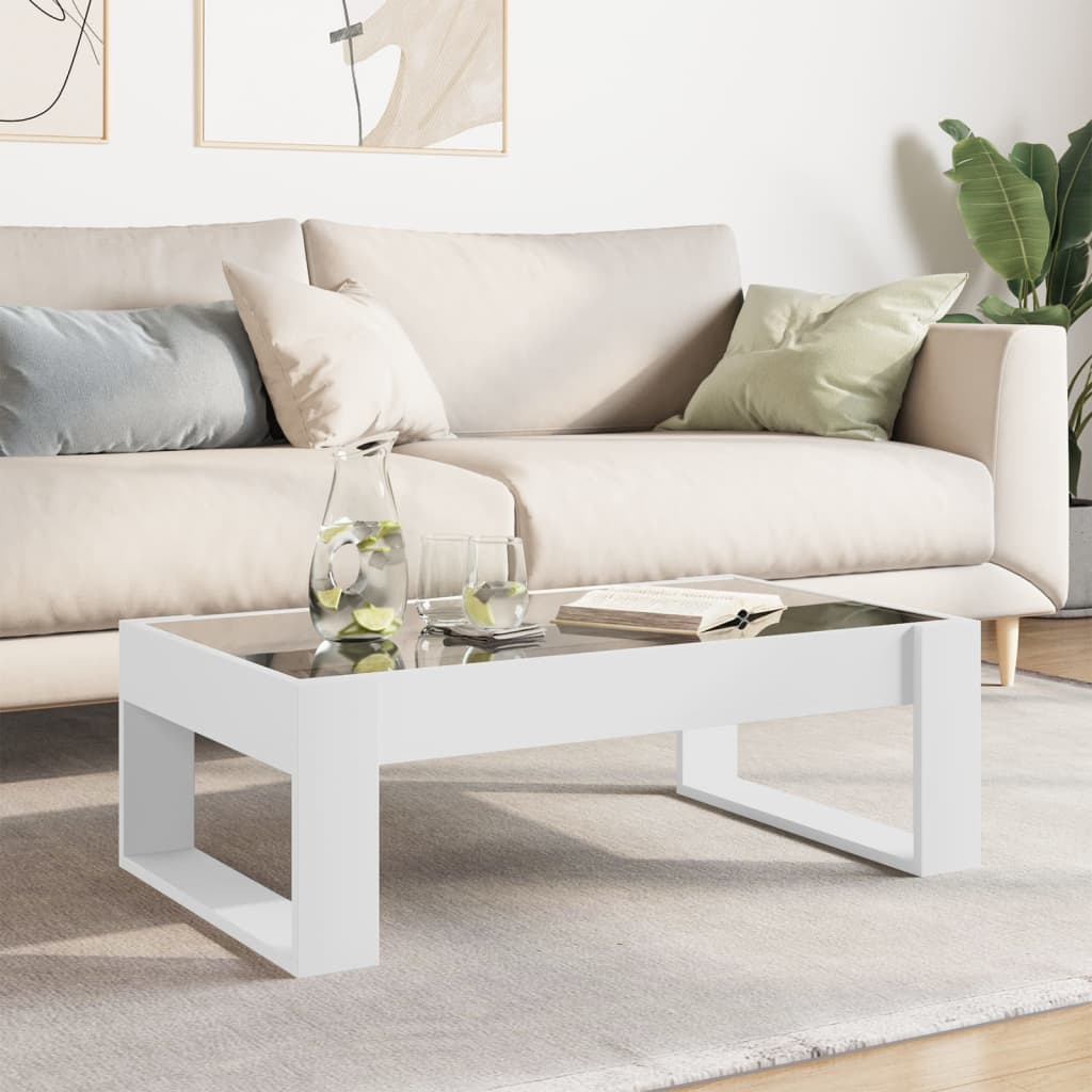 Table basse avec LED infini blanc 90x53x30 cm - Tables basses