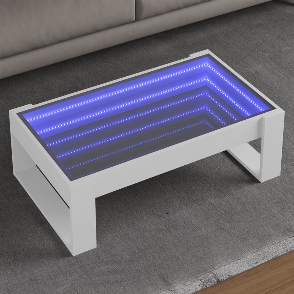 Table basse avec LED infini blanc 90x53x30 cm - Tables basses