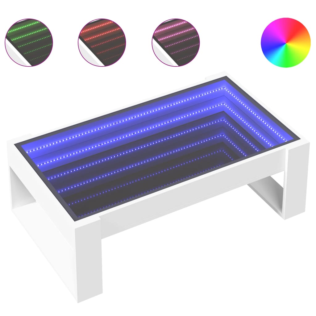 Table basse avec LED infini blanc 90x53x30 cm - Tables basses