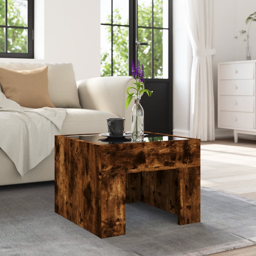 Table basse avec LED infini chêne fumé 40x40x30 cm - Tables basses