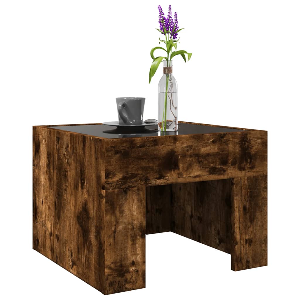 Table basse avec LED infini chêne fumé 40x40x30 cm - Tables basses