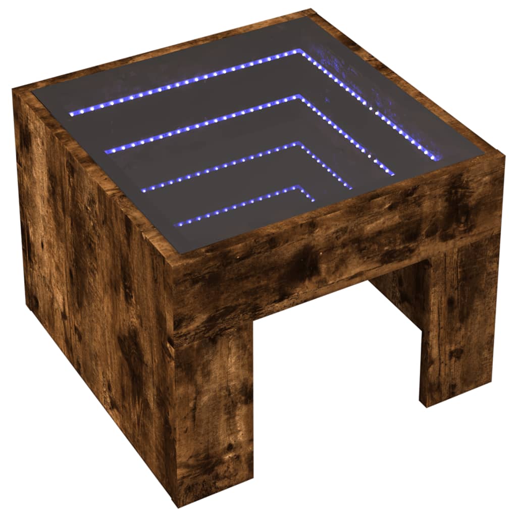 Table basse avec LED infini chêne fumé 40x40x30 cm - Tables basses