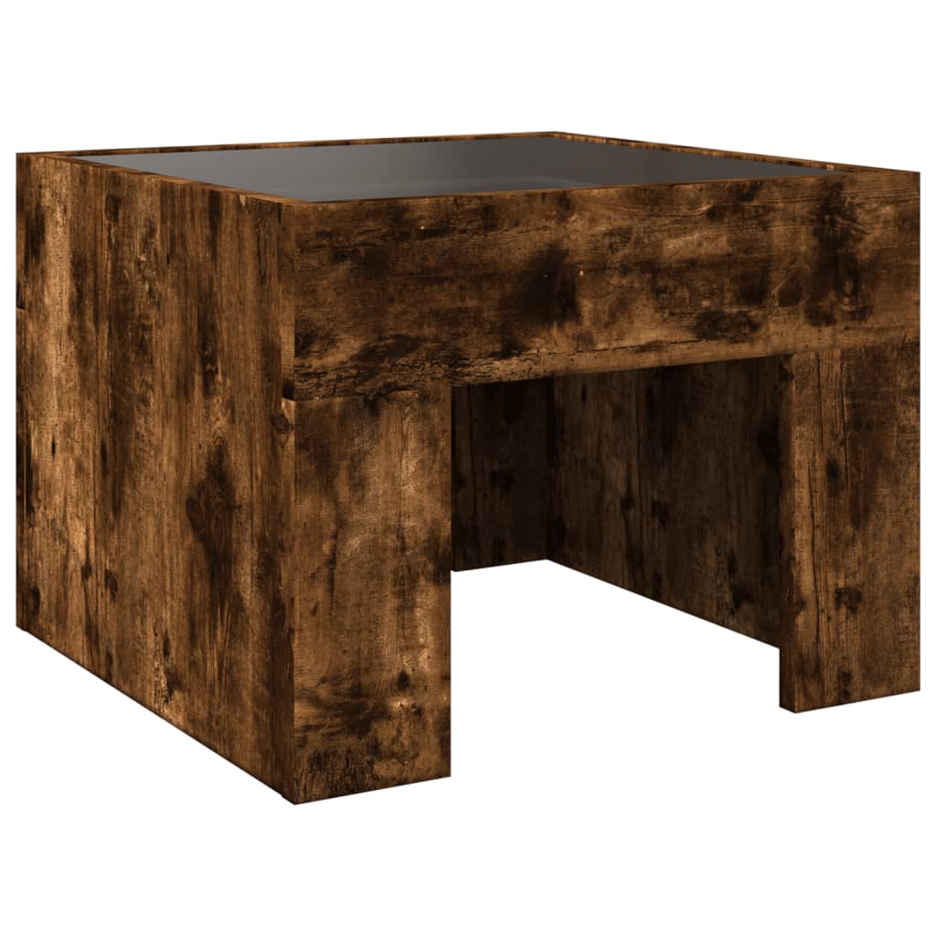 Table basse avec LED infini chêne fumé 40x40x30 cm - Tables basses