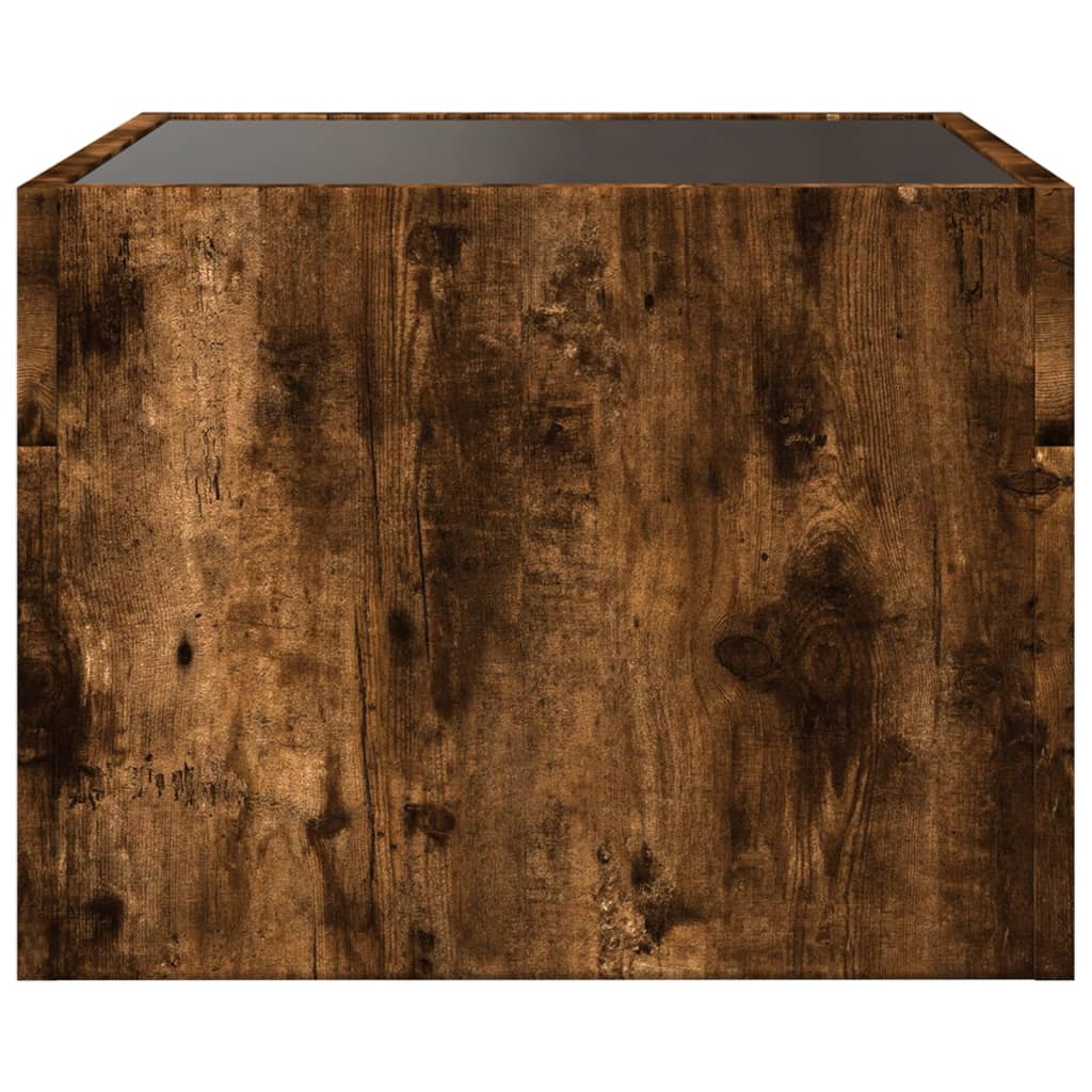Table basse avec LED infini chêne fumé 40x40x30 cm - Tables basses