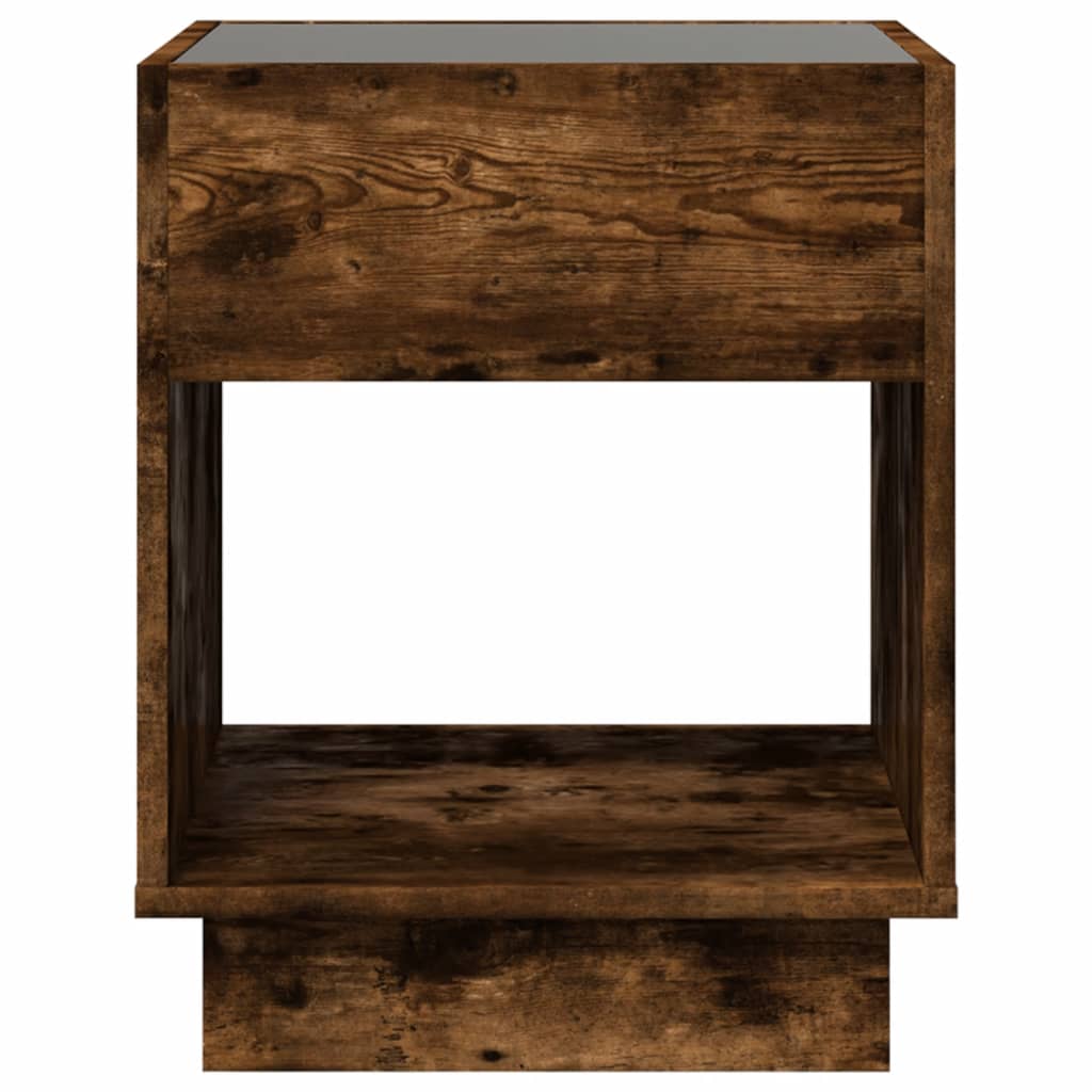 Table basse avec LED infini chêne fumé 40x40x50 cm - Tables basses