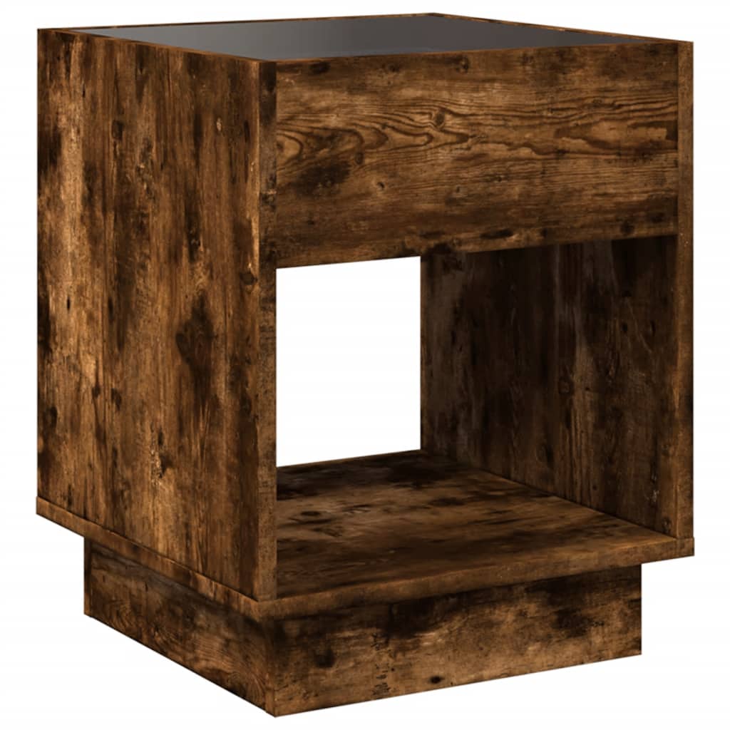 Table basse avec LED infini chêne fumé 40x40x50 cm - Tables basses