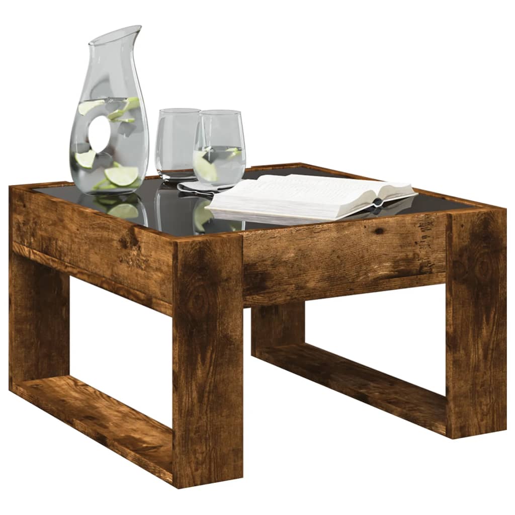 Table basse avec LED infini chêne fumé 50x53x30 cm - Tables basses