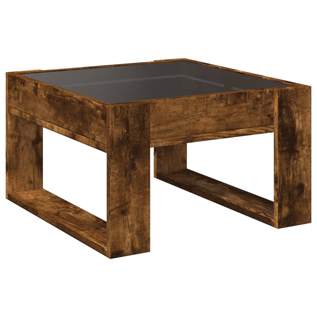Table basse avec LED infini chêne fumé 50x53x30 cm - Tables basses