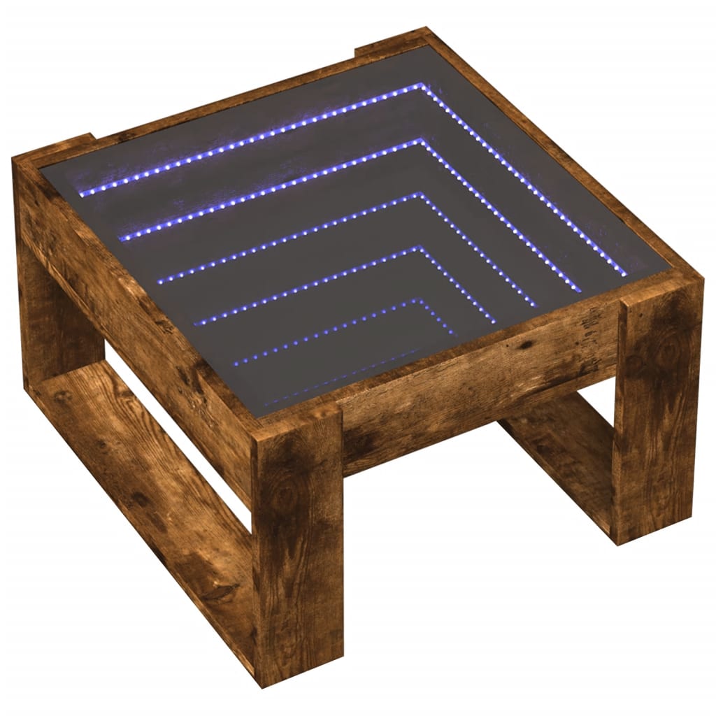 Table basse avec LED infini chêne fumé 50x53x30 cm - Tables basses