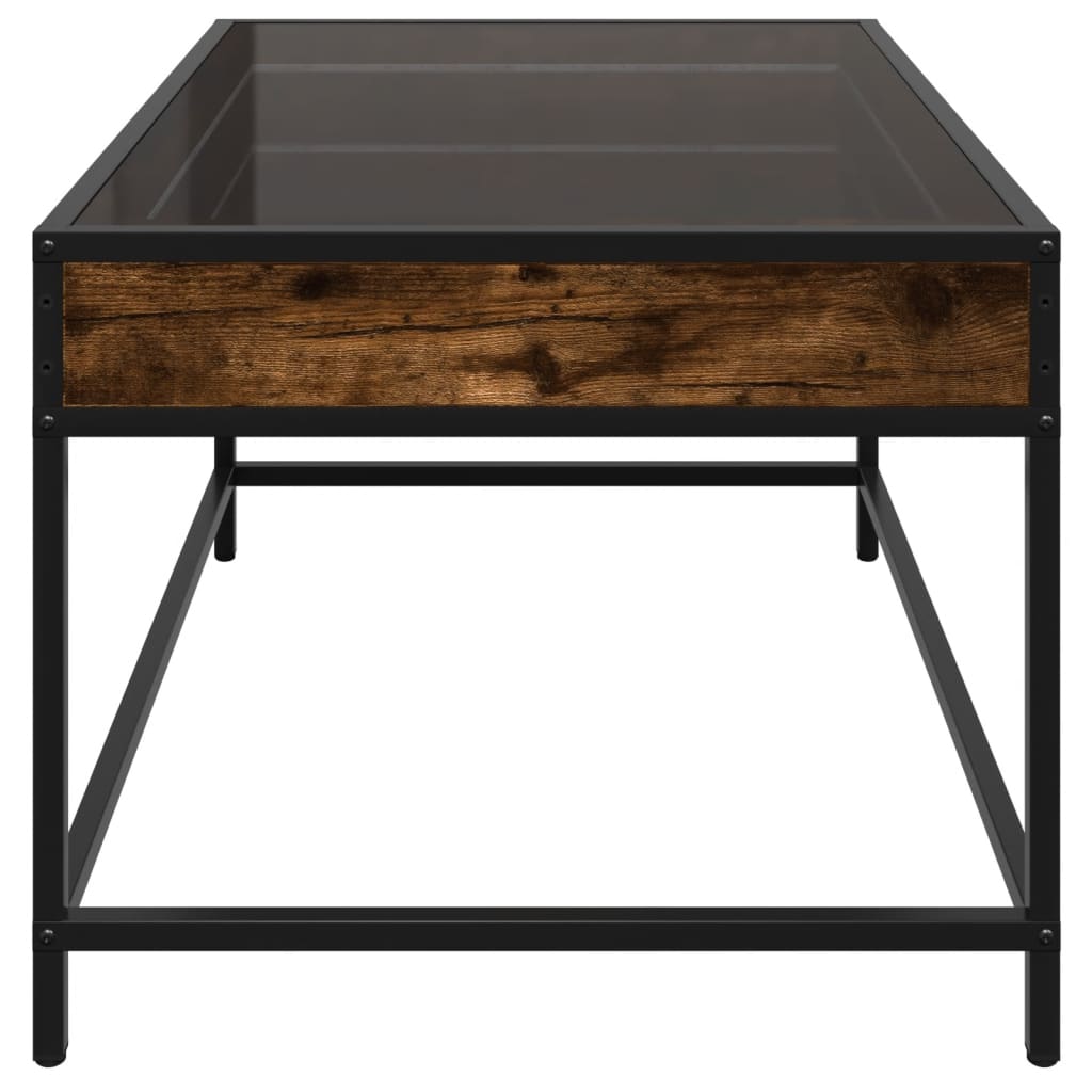 Table basse avec LED infini chêne fumé 70x50x41 cm - Tables basses