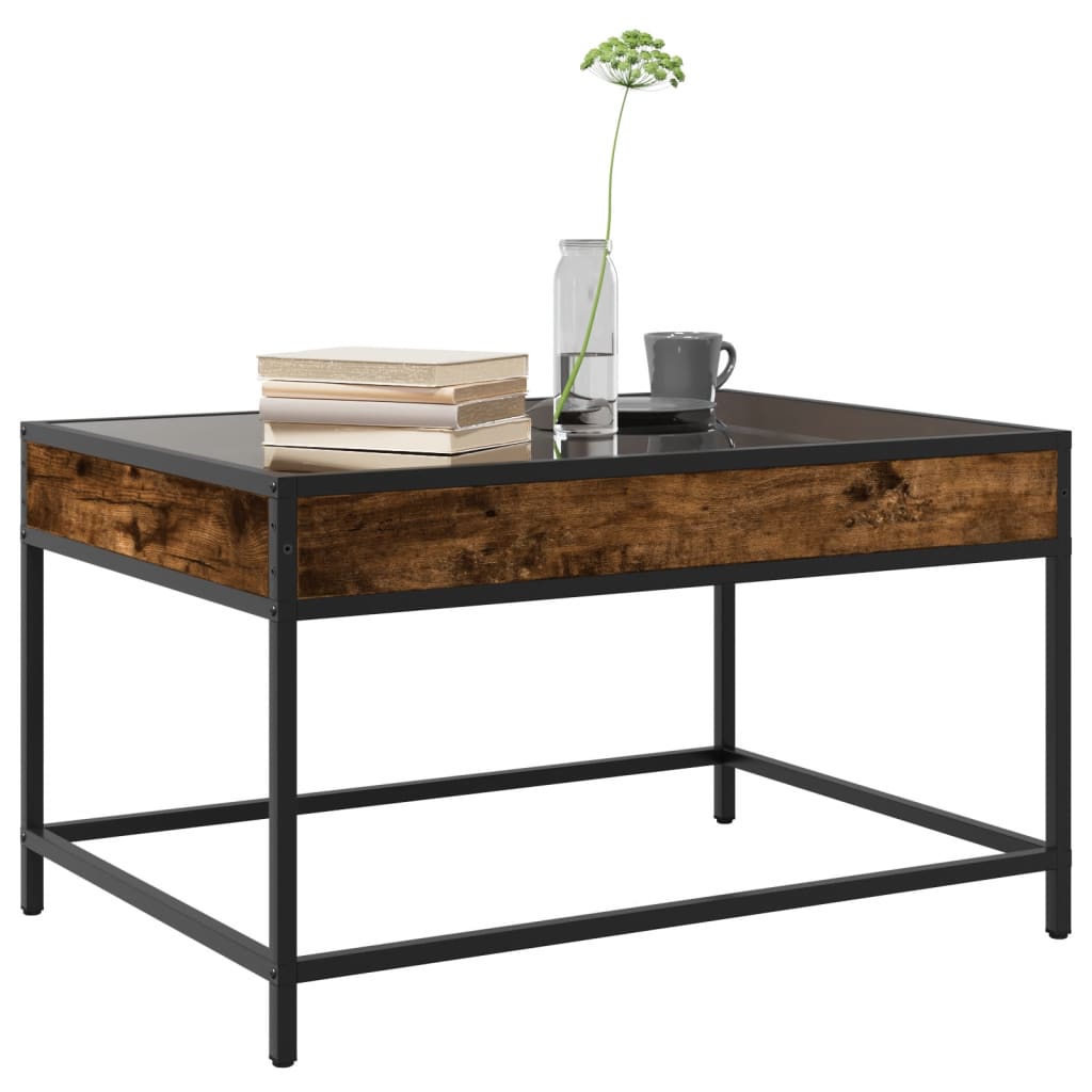 Table basse avec LED infini chêne fumé 70x50x41 cm - Tables basses