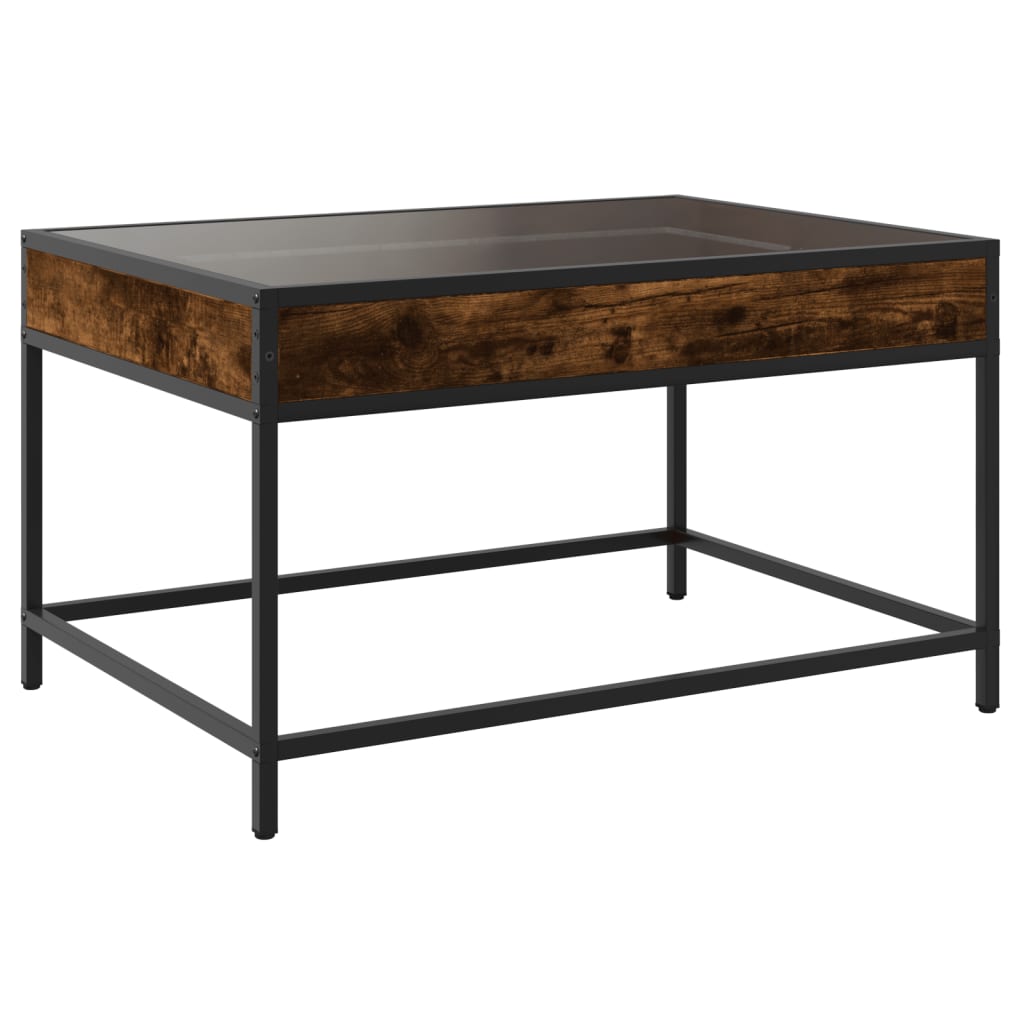 Table basse avec LED infini chêne fumé 70x50x41 cm - Tables basses