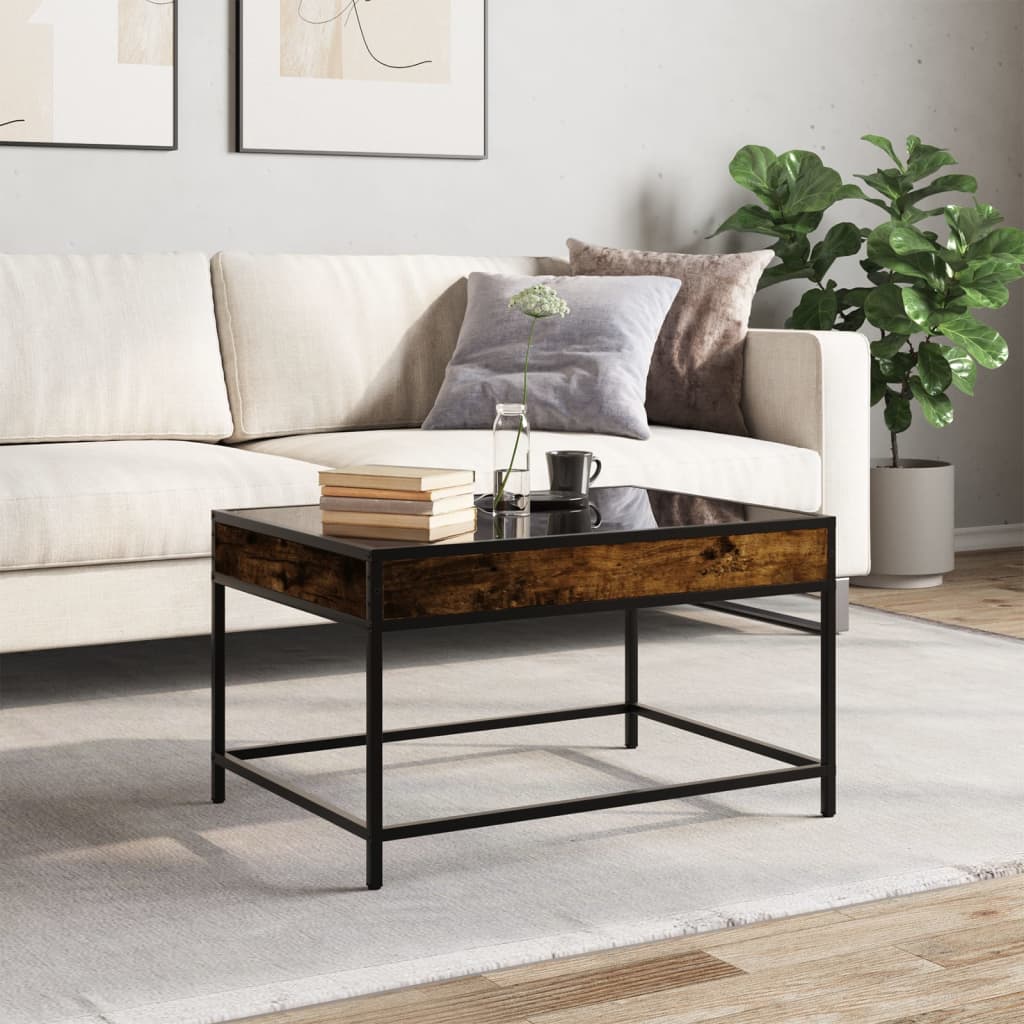 Table basse avec LED infini chêne fumé 70x50x41 cm - Tables basses