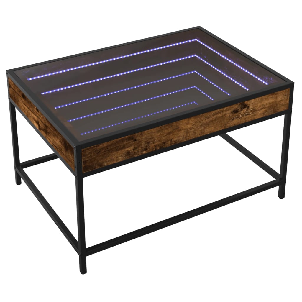 Table basse avec LED infini chêne fumé 70x50x41 cm - Tables basses