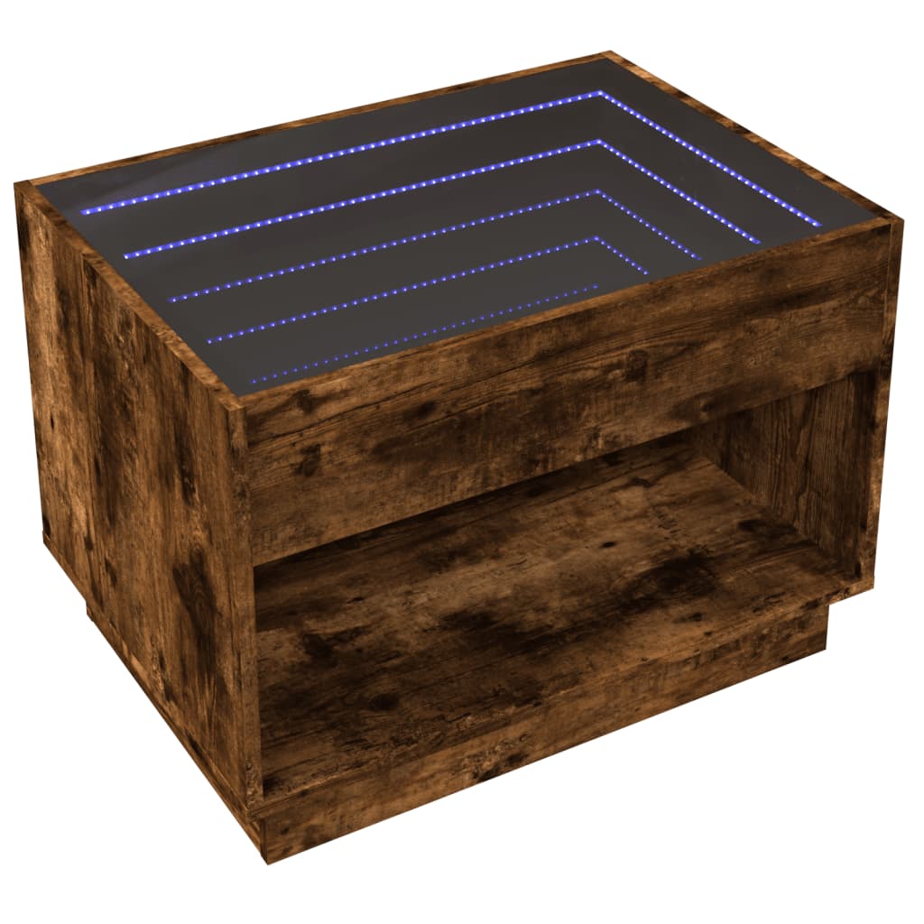 Table basse avec LED infini chêne fumé 70x50x50 cm - Tables basses