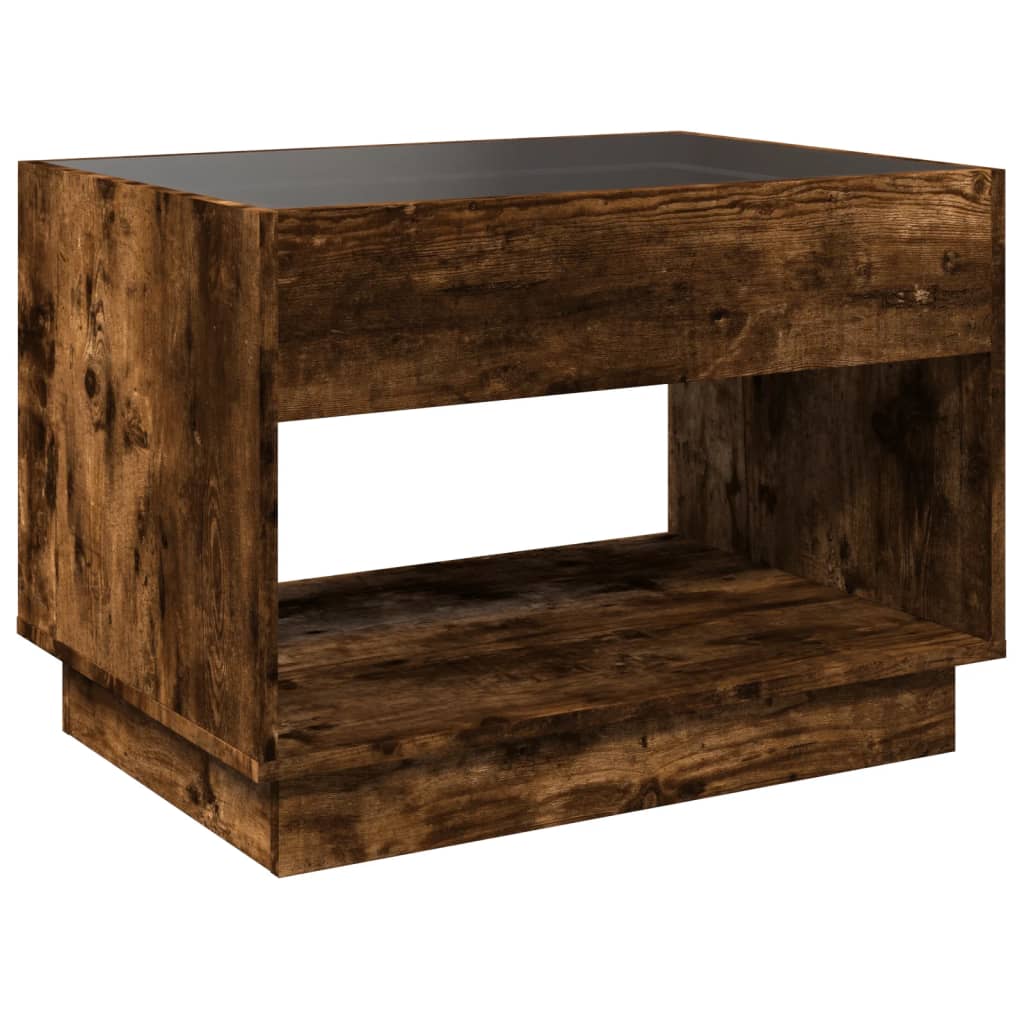 Table basse avec LED infini chêne fumé 70x50x50 cm - Tables basses
