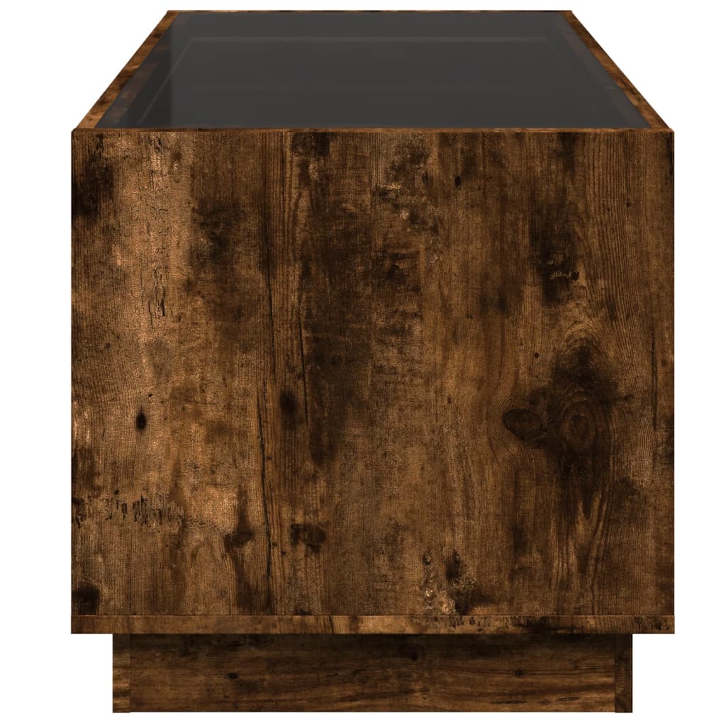 Table basse avec LED infini chêne fumé 70x50x50 cm - Tables basses
