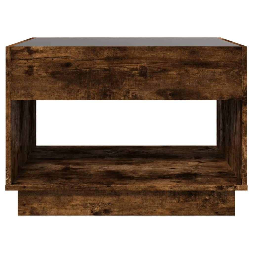 Table basse avec LED infini chêne fumé 70x50x50 cm - Tables basses