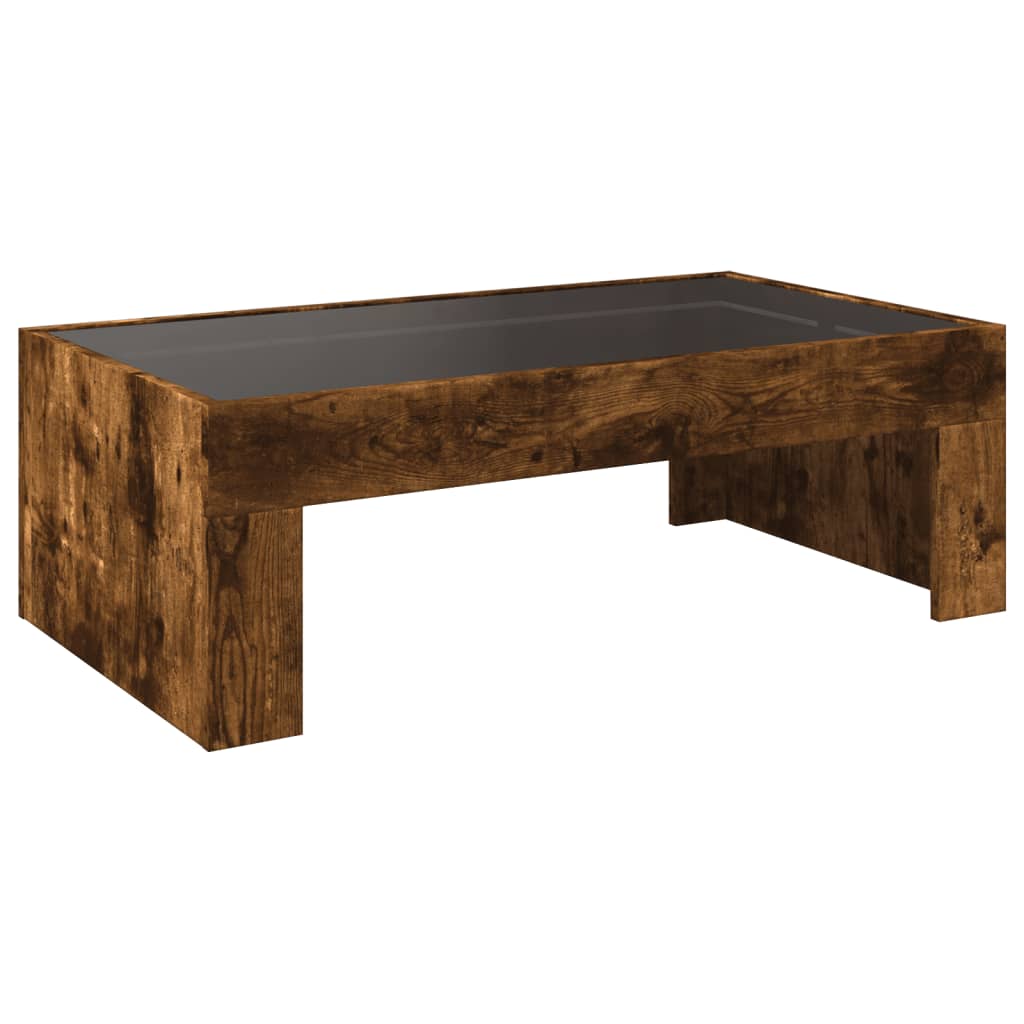 Table basse avec LED infini chêne fumé 90x50x30 cm - Tables basses