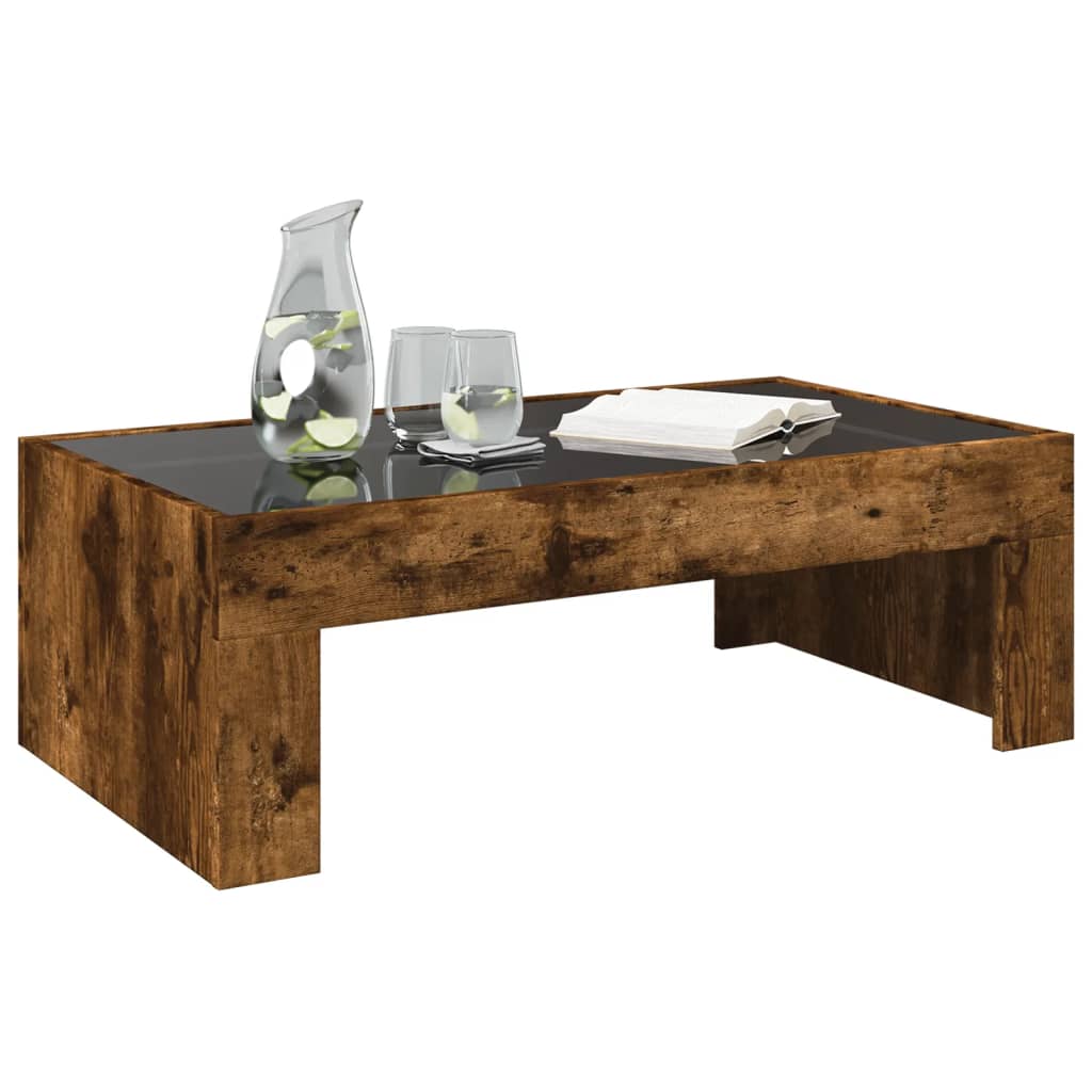 Table basse avec LED infini chêne fumé 90x50x30 cm - Tables basses