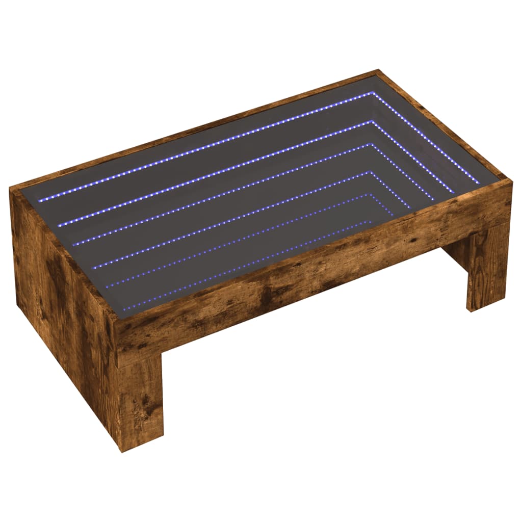 Table basse avec LED infini chêne fumé 90x50x30 cm - Tables basses