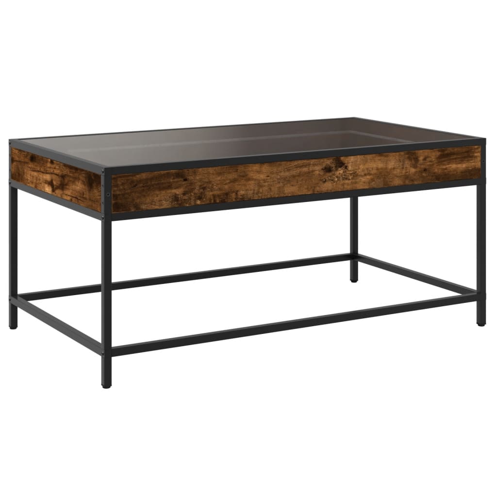 Table basse avec LED infini chêne fumé 90x50x41 cm - Tables basses