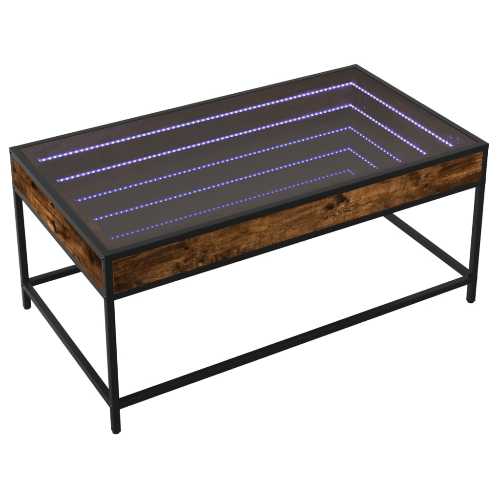 Table basse avec LED infini chêne fumé 90x50x41 cm - Tables basses