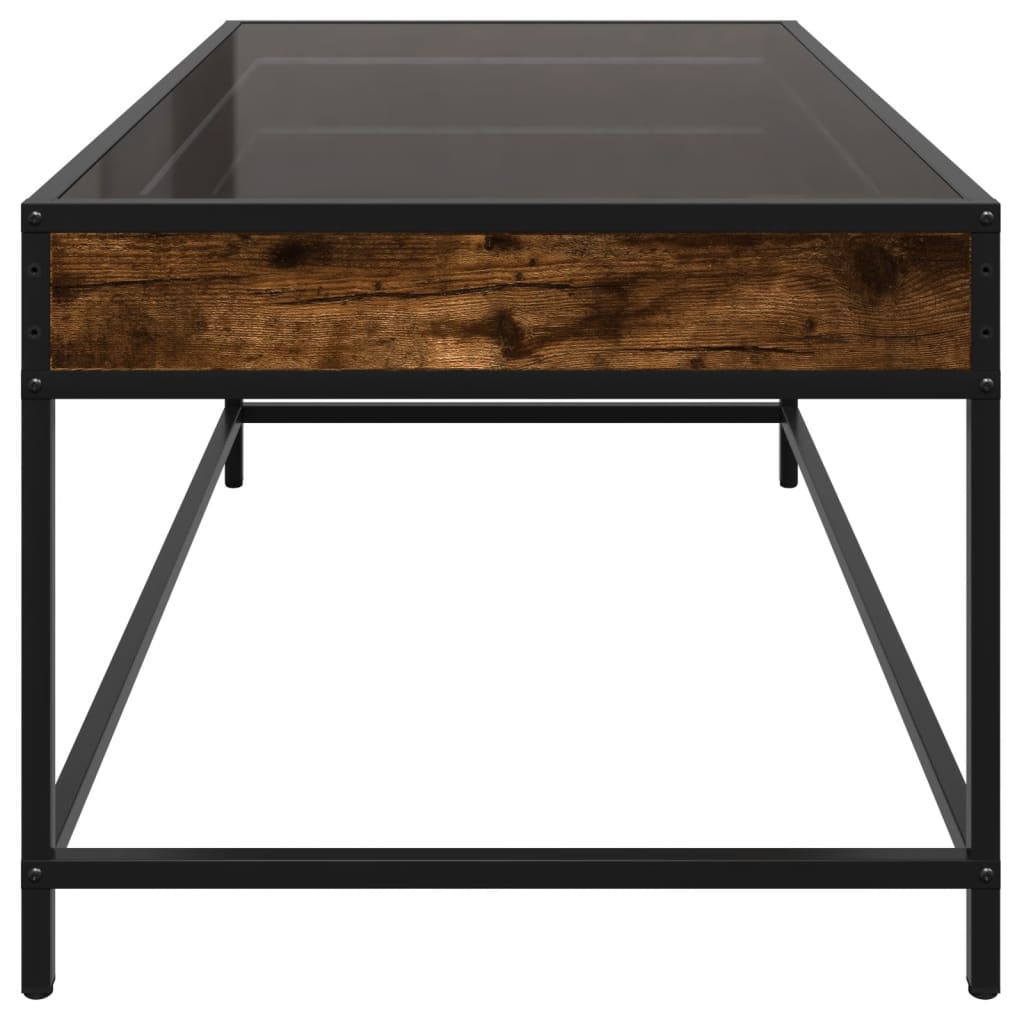 Table basse avec LED infini chêne fumé 90x50x41 cm - Tables basses