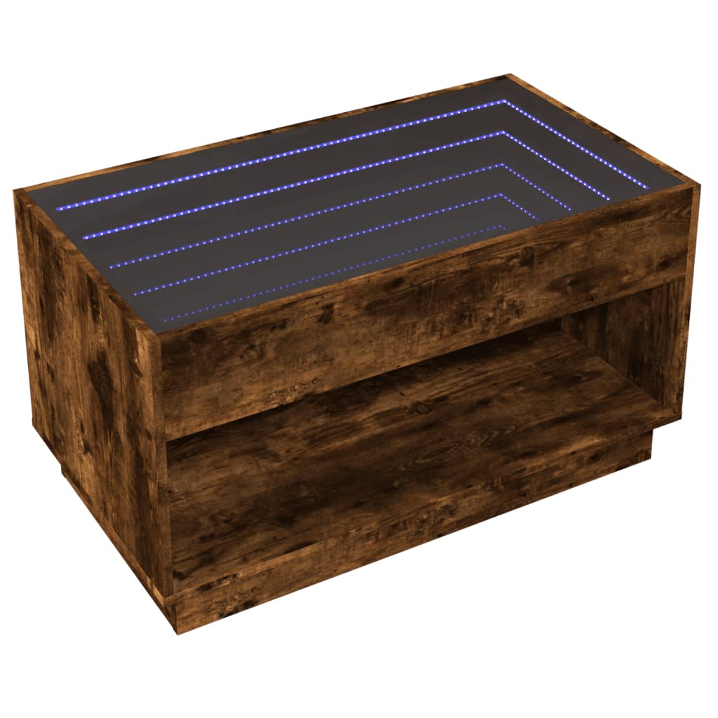 Table basse avec LED infini chêne fumé 90x50x50 cm - Tables basses