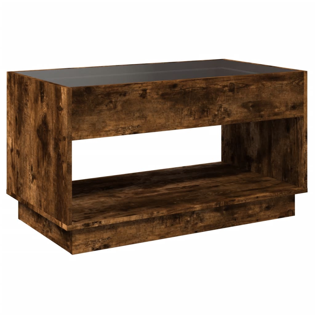 Table basse avec LED infini chêne fumé 90x50x50 cm - Tables basses