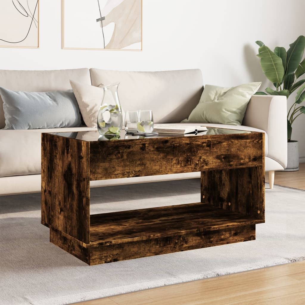 Table basse avec LED infini chêne fumé 90x50x50 cm - Tables basses