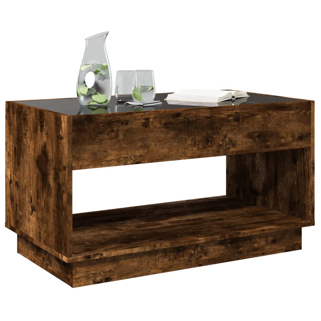 Table basse avec LED infini chêne fumé 90x50x50 cm - Tables basses